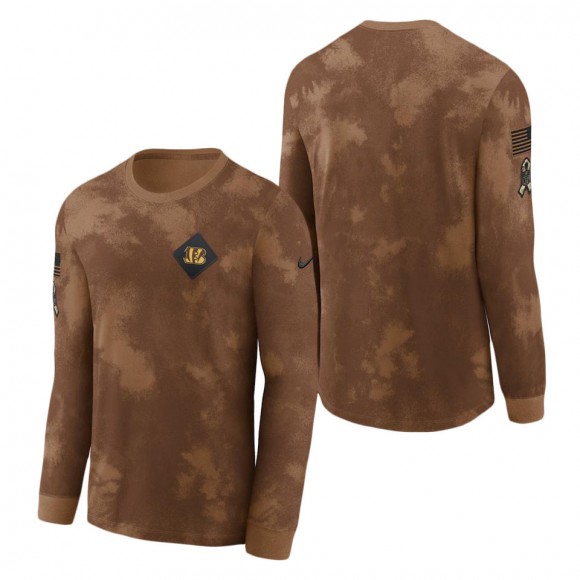 2023 Salute To Service Veterans Bengals Brown Long Sleeve T-Shirt