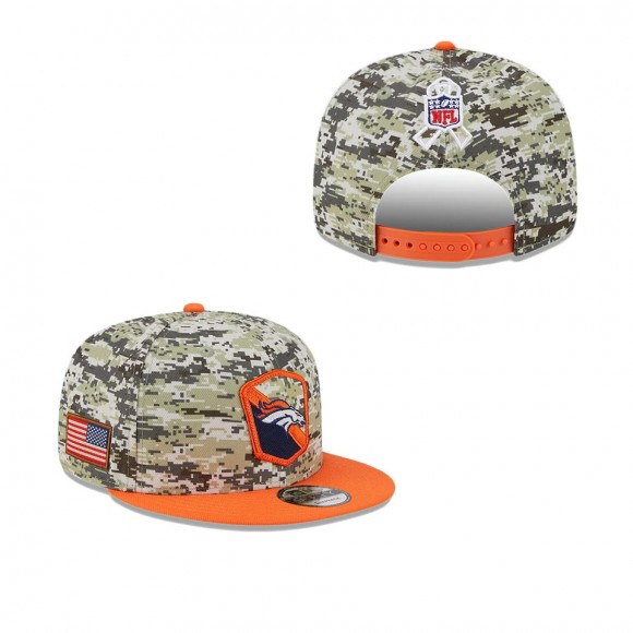 2023 Salute To Service Veterans Broncos Camo Orange Snapback Hat