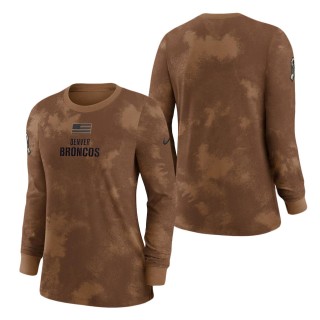 2023 Salute To Service Veterans Broncos Brown Long Sleeve Women's T-Shirt