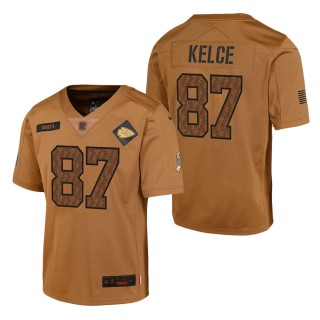 2023 Salute To Service Veterans Travis Kelce Chiefs Brown Youth Jersey