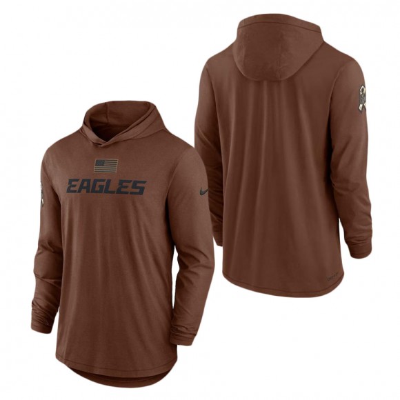 2023 Salute To Service Veterans Eagles Brown Lightweight Hoodie T-Shirt