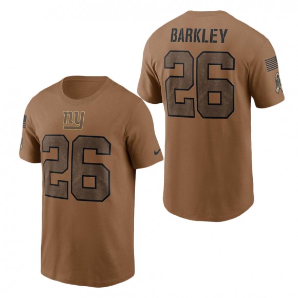 2023 Salute To Service Veterans Saquon Barkley Giants Brown T-Shirt