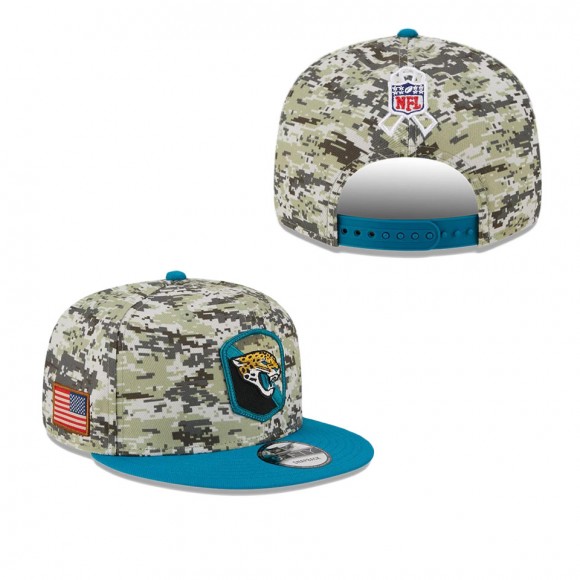 2023 Salute To Service Veterans Jaguars Camo Teal Snapback Youth Hat