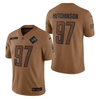2023 Salute To Service Veterans Aidan Hutchinson Lions Brown Jersey