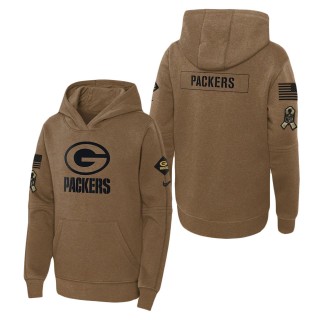 2023 Salute To Service Veterans Packers Brown Youth Hoodie