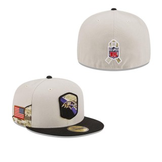 2023 Salute To Service Veterans Ravens Stone Black Fitted Hat