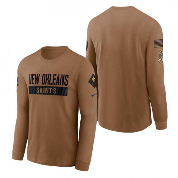 2023 Salute To Service Veterans Saints Brown Long Sleeve T-Shirt