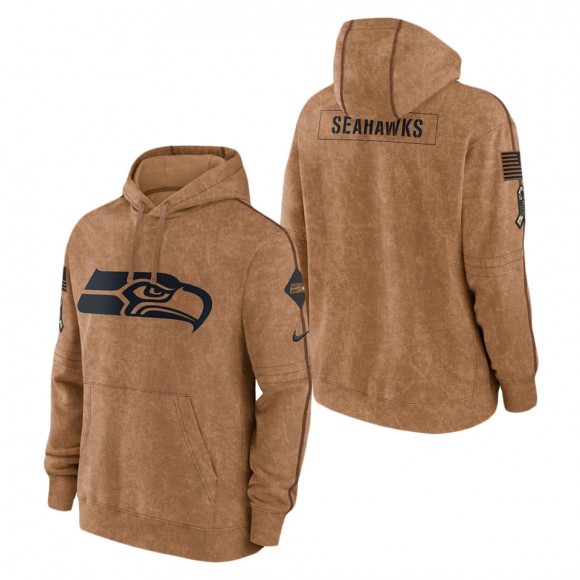 2023 Salute To Service Veterans Seahawks Brown Club Hoodie