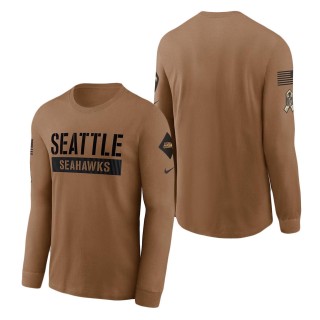 2023 Salute To Service Veterans Seahawks Brown Long Sleeve T-Shirt