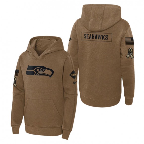 2023 Salute To Service Veterans Seahawks Brown Youth Hoodie