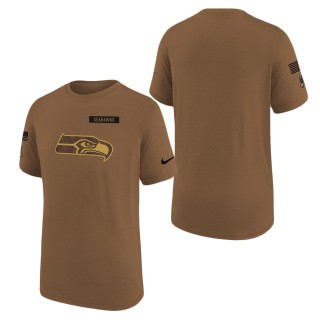 2023 Salute To Service Veterans Seahawks Brown Legend Youth T-Shirt