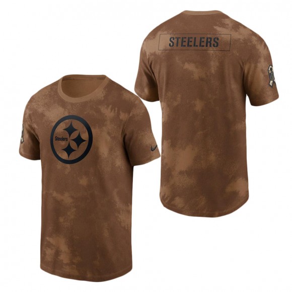 2023 Salute To Service Veterans Steelers Brown Sideline T-Shirt