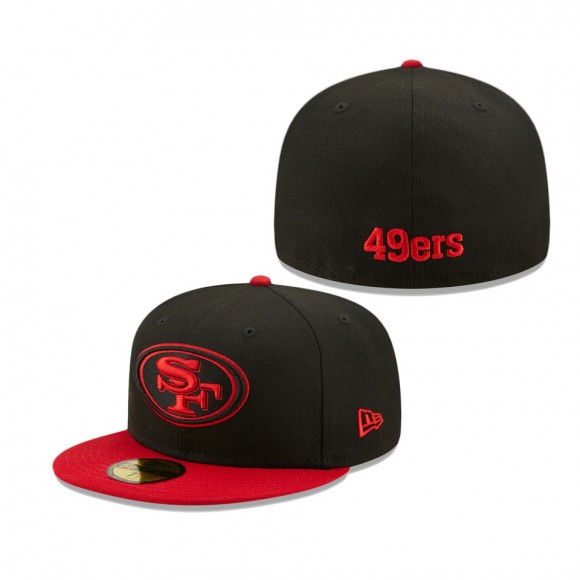 Men's San Francisco 49ers Black Scarlet Flipside 59FIFTY Fitted Hat