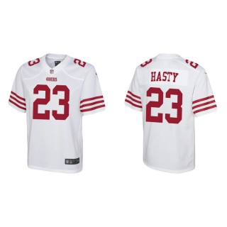Youth 49ers JaMycal Hasty Game White Jersey