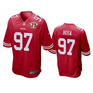 San Francisco 49ers Nick Bosa Scarlet 75th Anniversary Patch Game Jersey