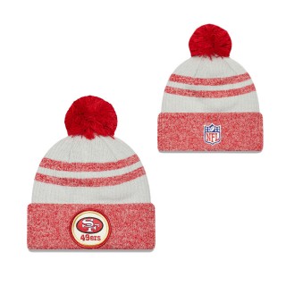 Men's San Francisco 49ers Scarlet 2022 Sideline Historic Cuffed Pom Knit Hat