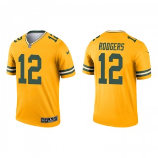 Aaron Rodgers Gold 2021 Inverted Legend Packers Jersey