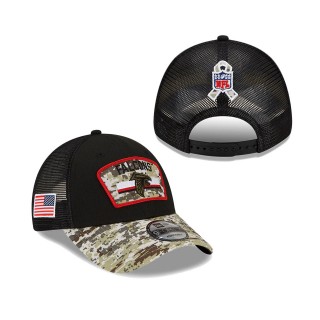 2021 Salute To Service Falcons Black Camo Trucker 9FORTY Snapback Adjustable Hat