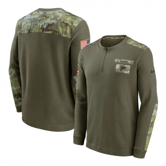 2021 Salute To Service Falcons Olive Henley Long Sleeve Thermal Top