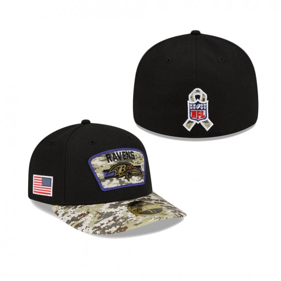 2021 Salute To Service Ravens Black Camo Low Profile 59FIFTY Fitted Hat