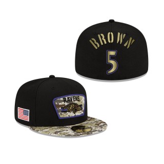 Men's Marquise Brown Baltimore Ravens Black Camo 2021 Salute To Service 59FIFTY Fitted Hat