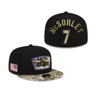 Men's Trace McSorley Baltimore Ravens Black Camo 2021 Salute To Service 59FIFTY Fitted Hat