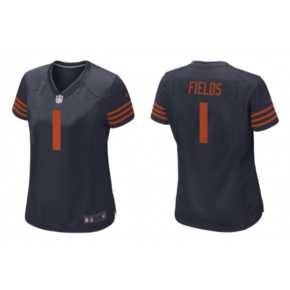 Women's Justin Fields Chicago Bears Navy Throwback Game Jersey