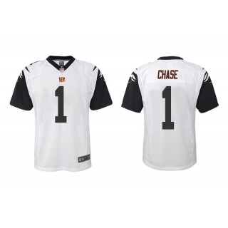 Youth Ja'Marr Chase Cincinnati Bengals White Color Rush Game Jersey