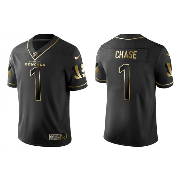Men's Ja'Marr Chase Cincinnati Bengals Black Golden Edition Jersey
