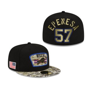 Men's A.J. Epenesa Buffalo Bills Black Camo 2021 Salute To Service 59FIFTY Fitted Hat