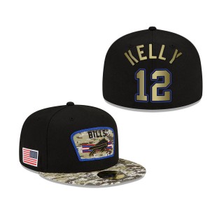 Men's Jim Kelly Buffalo Bills Black Camo 2021 Salute To Service 59FIFTY Fitted Hat