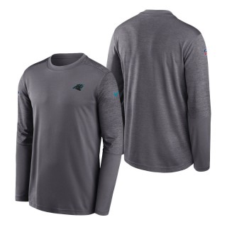 Carolina Panthers Nike Gray Heathered Gray Sideline Coaches UV Performance Long Sleeve T-Shirt