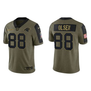 Men's Greg Olsen Carolina Panthers Olive 2021 Salute To Service Limited Jersey