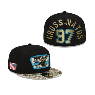 Men's Yetur Gross-Matos Carolina Panthers Black Camo 2021 Salute To Service 59FIFTY Fitted Hat