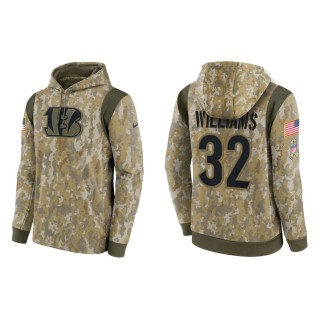 Men's Trayveon Williams Cincinnati Bengals Camo 2021 Salute To Service Therma Hoodie