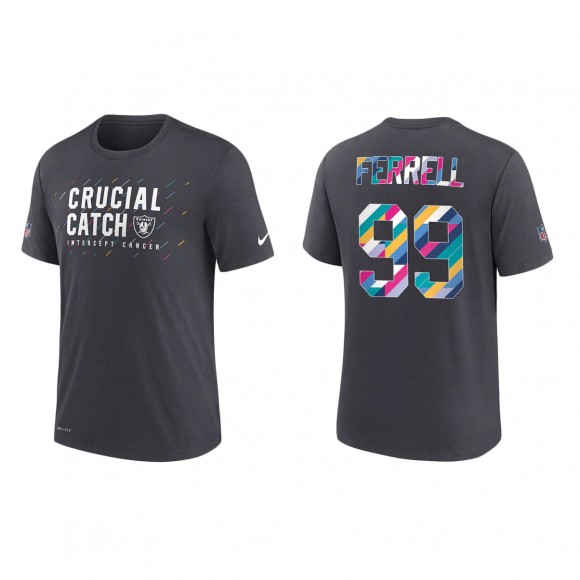 Clelin Ferrell Las Vegas Raiders Nike Charcoal 2021 NFL Crucial Catch Performance T-Shirt