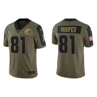 Men's Austin Hooper Cleveland Browns Olive 2021 Salute To Service Limited Jersey