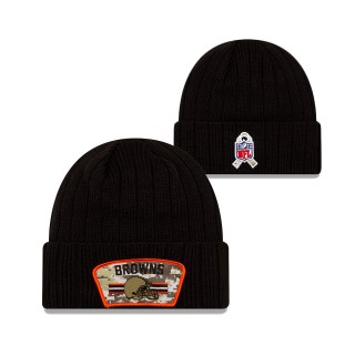 2021 Salute To Service Browns Black Cuffed Knit Hat