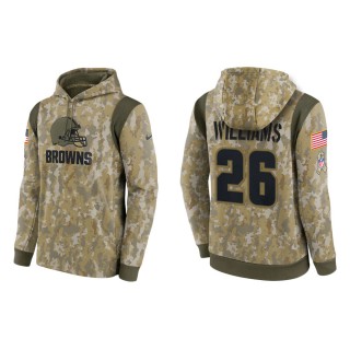 Men's Greedy Williams Cleveland Browns Camo 2021 Salute To Service Therma Hoodie