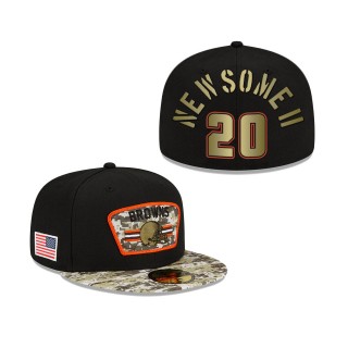 Men's Greg Newsome II Cleveland Browns Black Camo 2021 Salute To Service 59FIFTY Fitted Hat