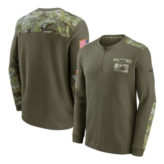 2021 Salute To Service Browns Olive Henley Long Sleeve Thermal Top