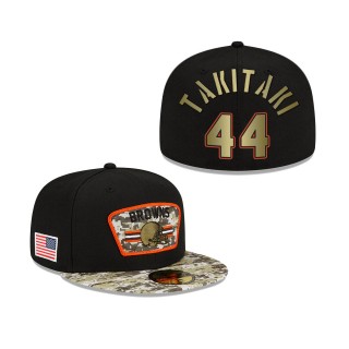 Men's Sione Takitaki Cleveland Browns Black Camo 2021 Salute To Service 59FIFTY Fitted Hat