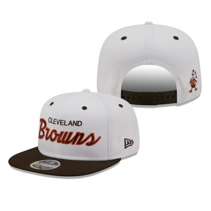 Men's New Era White/Brown Cleveland Browns Sparky Original 9FIFTY