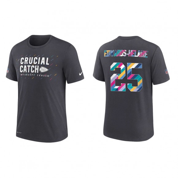 Clyde Edwards-Helaire Kansas City Chiefs Nike Charcoal 2021 NFL Crucial Catch Performance T-Shirt