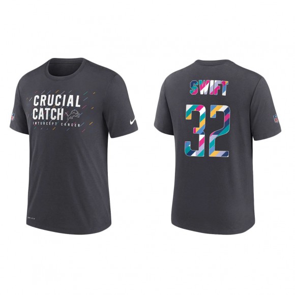 D'Andre Swift Detroit Lions Nike Charcoal 2021 NFL Crucial Catch Performance T-Shirt