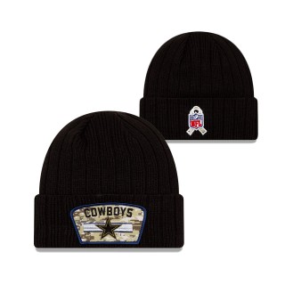 2021 Salute To Service Cowboys Black Cuffed Knit Hat