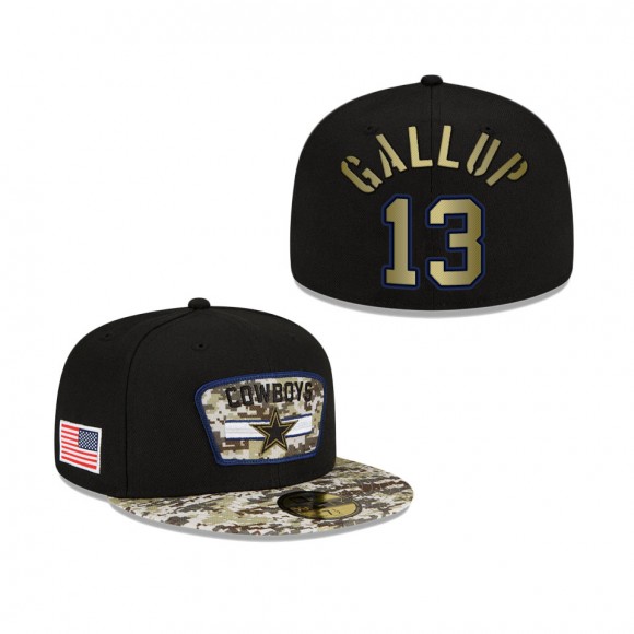 Men's Michael Gallup Dallas Cowboys Black Camo 2021 Salute To Service 59FIFTY Fitted Hat