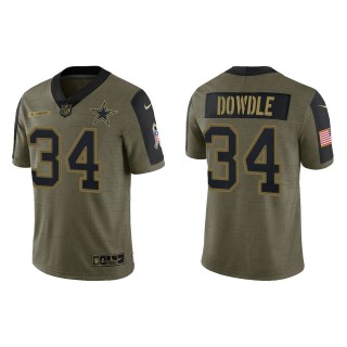 Men's Rico Dowdle Dallas Cowboys Olive 2021 Salute To Service Limited Jersey