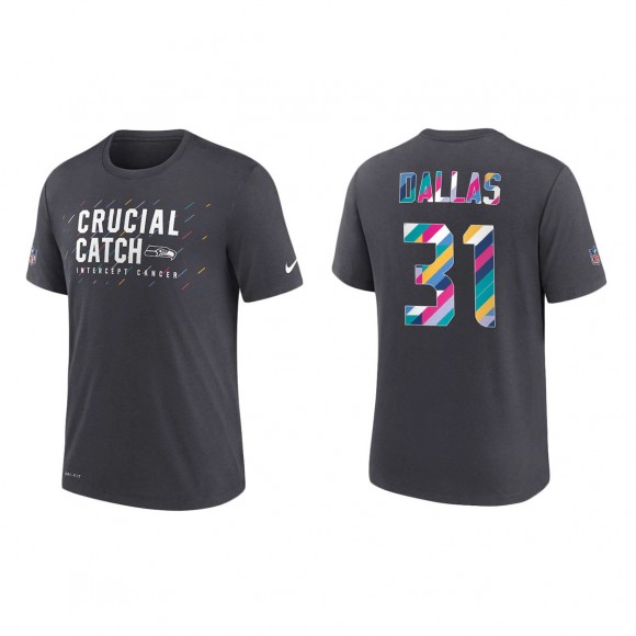 DeeJay Dallas Seattle Seahawks Nike Charcoal 2021 NFL Crucial Catch Performance T-Shirt