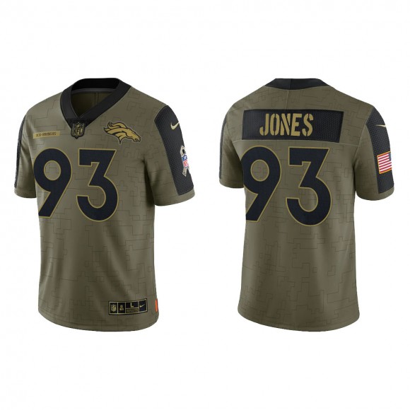 Men's Dre'mont Jones Denver Broncos Olive 2021 Salute To Service Limited Jersey